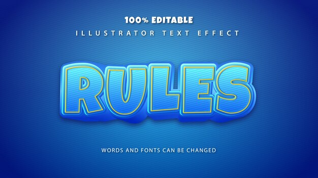 Vector efecto de estilo de texto de reglas, texto editable