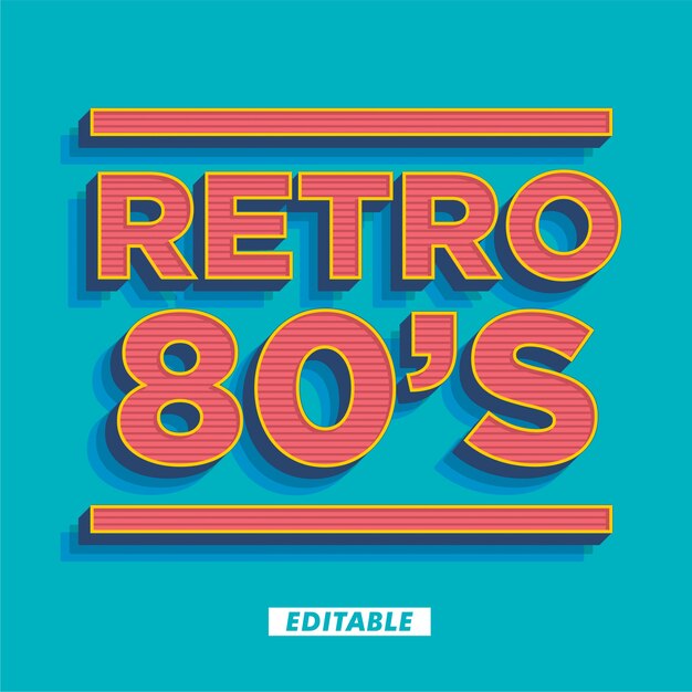 Efecto de estilo de texto retro de los 80