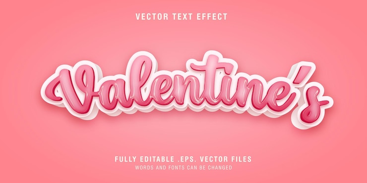 Vector efecto de estilo de texto de san valentín editable