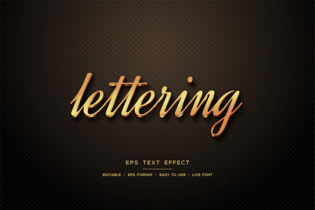 Vector efecto de estilo de texto de script 3d elegante color dorado.