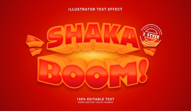 Efecto de estilo de texto de Shaka Boom. Efecto de texto editable