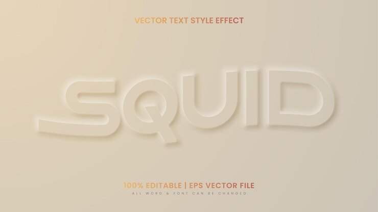 Vector efecto de estilo de texto de squid glass morph 3d. estilo de texto de ilustrador editable.