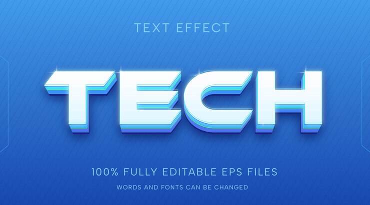 Efecto de estilo de texto de tecnología azul EPS
