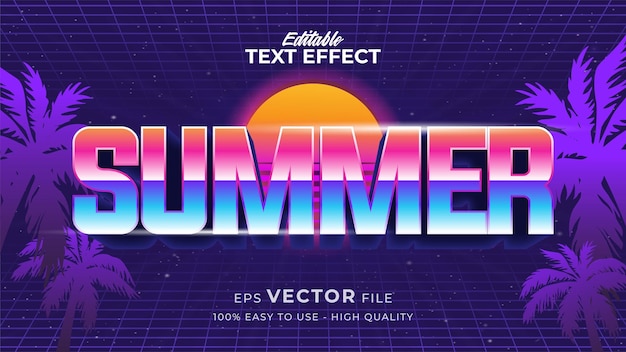 Efecto de estilo de texto. texto de verano retro en estilo grunge