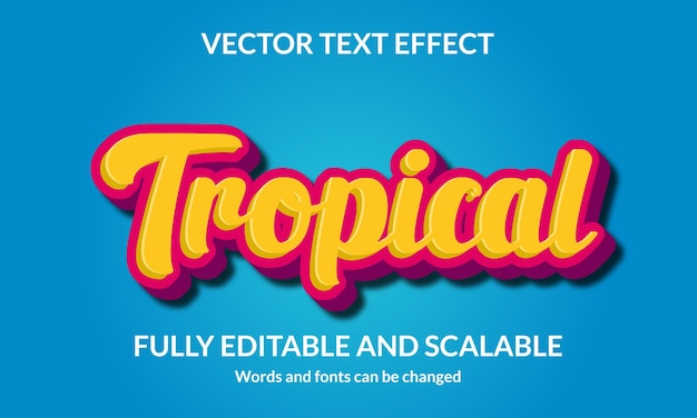 Efecto de estilo de texto tropical editable en 3D