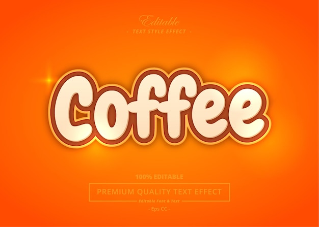 Efecto de estilo de texto de vector de café