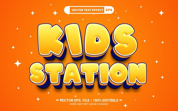 Efecto de estilo de texto vectorial 3D editable para la estación infantil