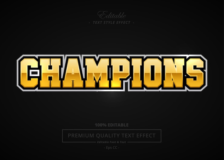 Vector efecto de estilo de texto vectorial de campeones