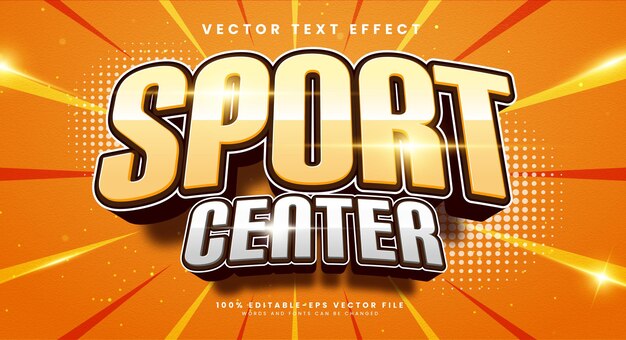 Efecto de estilo de texto vectorial editable en 3d del centro deportivo adecuado para eventos temáticos deportivos
