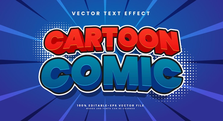 Vector efecto de estilo de texto vectorial editable 3d cómico de dibujos animados