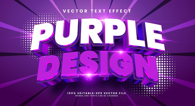 Efecto de estilo de texto vectorial editable 3d de diseño púrpura Efecto de texto vectorial con concepto de lujo
