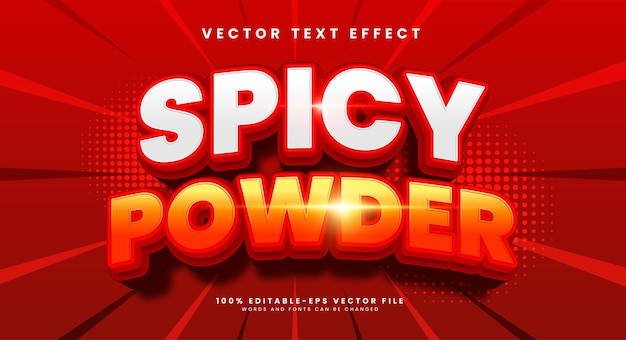 Efecto de estilo de texto vectorial editable en 3d en polvo picante adecuado para sabroso picante