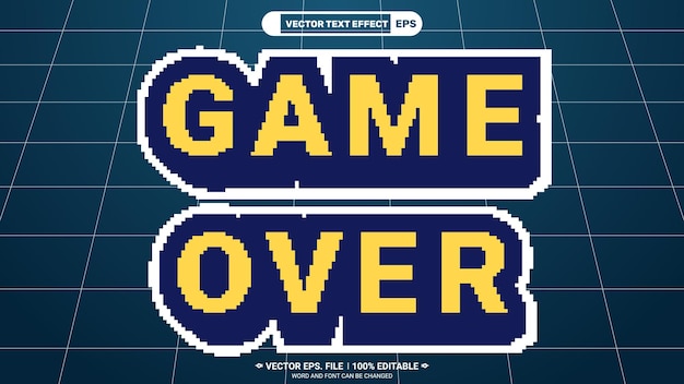 Efecto de estilo de texto vectorial de pixel art 3D editable sobre el juego