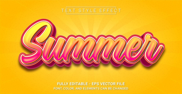 Efecto de estilo de texto de verano. elemento de diseño gráfico.