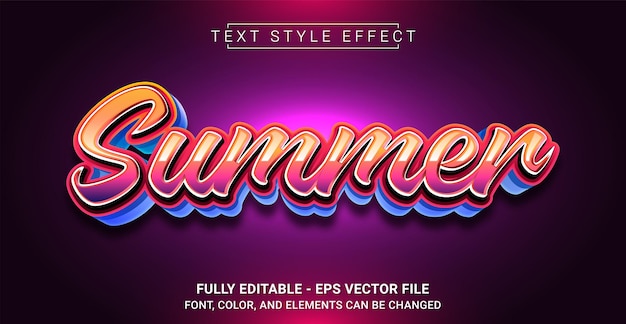 Efecto de estilo de texto de verano plantilla de texto gráfico editable