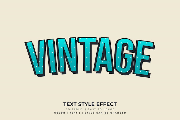 Efecto de estilo de texto vintage azul con textura brillante