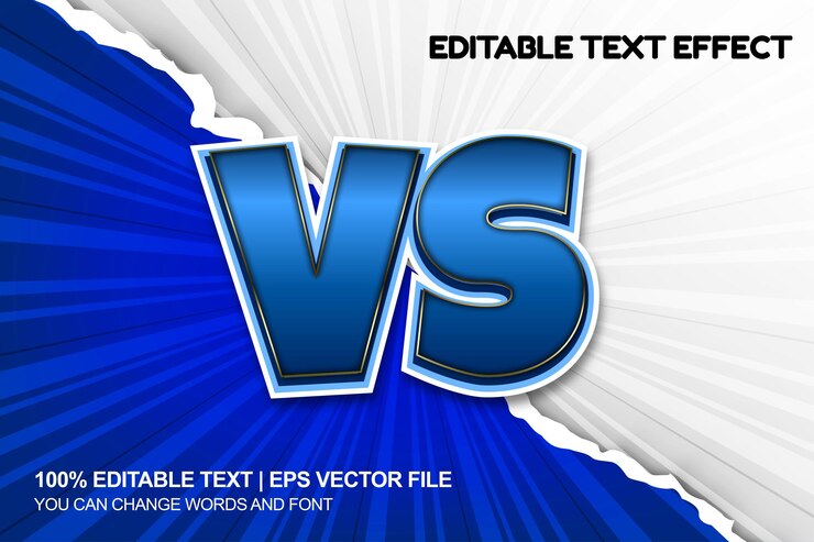 Vector efecto de estilo de texto vs con fondo cómico versus