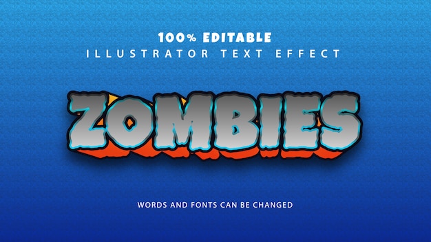 Vector efecto de estilo de texto de zombies, texto editable