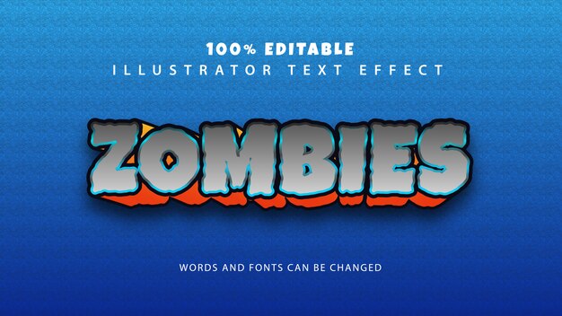 Vector efecto de estilo de texto de zombies, texto editable