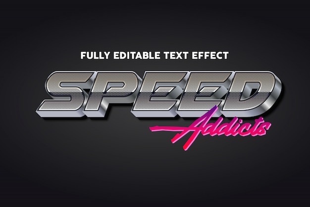 efecto de estilo de tipografía de texto retro de velocidad de plata