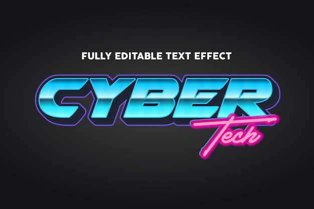 Vector efecto de estilo de tipografía de texto de tecnología cibernética