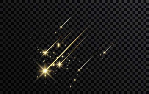 Efecto estrellas brillantes explosión de luz parpadeante y luces parpadeantes colección de diferentes efectos de luz en fondo negro llamaradas de lentes transparentes y diseño vectorial de efectos de iluminación