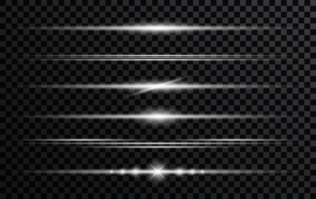 Efecto estrellas brillantes explosión de luz parpadeante y luces parpadeantes colección de diferentes efectos de luz en fondo negro llamaradas de lentes transparentes y diseño vectorial de efectos de iluminación