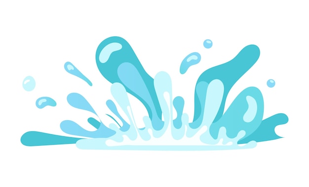 Vector efecto de explosión de agua con salpicaduras y gotas de movimiento de pulverización ilustración vectorial en diseño de historieta cómica