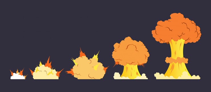 Vector efecto de explosión de dibujos animados de animación