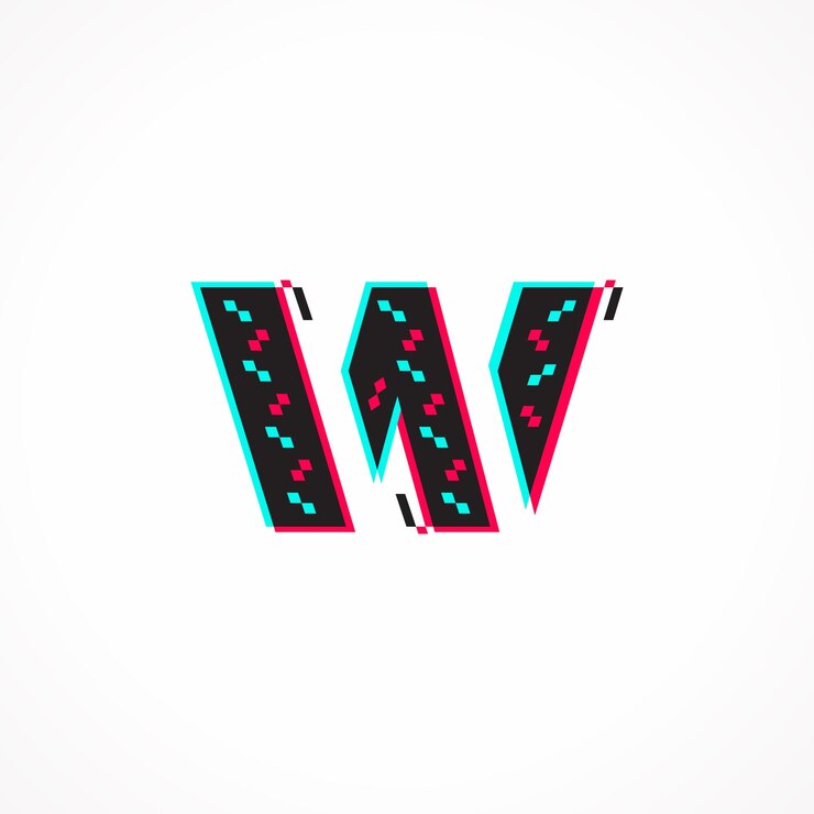 Vector efecto de falla abstracta identidad corporativa letra w diseño de logotipo