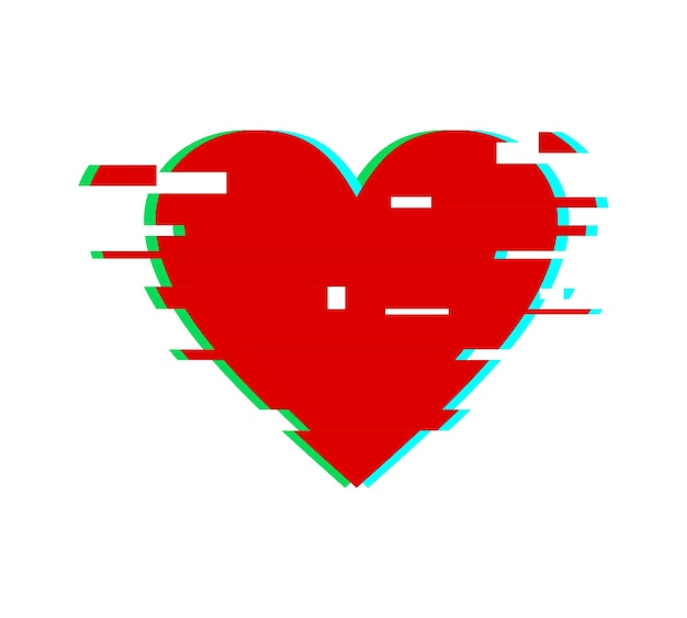 Efecto de fallo en el icono del corazón Icono del corazón desordenado Símbolo del corazón roto Corazón distorsionado