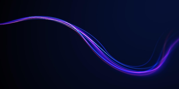 Efecto de flujo de aire de líneas brillantes vectoriales Fondo de conexión de velocidad Efecto de faros de automóviles de autopista