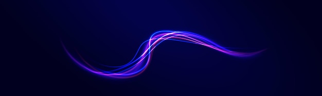 Efecto de flujo de aire de líneas brillantes vectoriales Fondo de conexión de velocidad Efecto de faros de automóviles de autopista