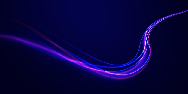 Efecto de flujo de aire de líneas brillantes vectoriales Fondo de conexión de velocidad Efecto de faros de automóviles de autopista