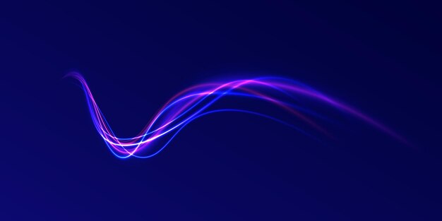 Efecto de flujo de aire de líneas brillantes vectoriales Fondo de conexión de velocidad Efecto de faros de automóviles de autopista