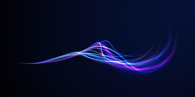 Efecto de flujo de aire de líneas brillantes vectoriales Fondo de conexión de velocidad Efecto de faros de automóviles de autopista