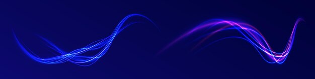 Efecto de flujo de aire de líneas brillantes vectoriales Fondo de conexión de velocidad Efecto de faros de automóviles de autopista