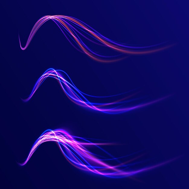 Efecto de flujo de aire de líneas brillantes vectoriales Fondo de conexión de velocidad Efecto de faros de automóviles de autopista