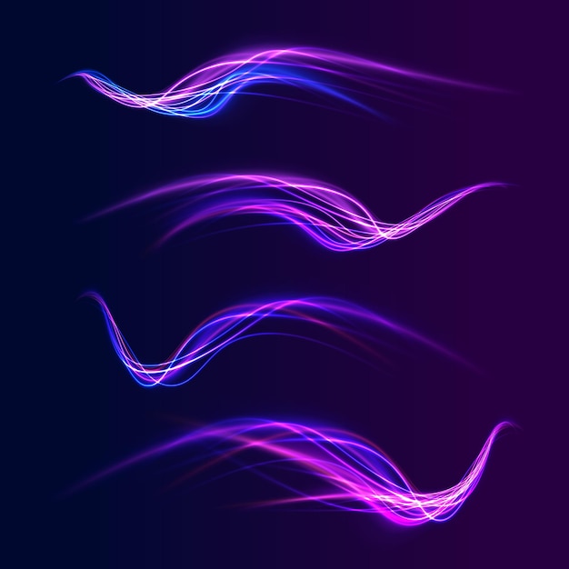 Efecto de flujo de aire de líneas brillantes vectoriales Fondo de conexión de velocidad Efecto de faros de automóviles de autopista