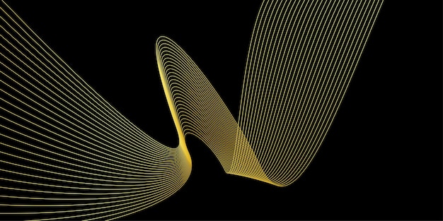 Efecto de fondo de líneas negras y doradas abstractas