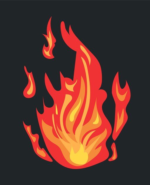 Efecto de fuego ardiente con chispas de llama para hoguera o fogata ilustración vectorial en diseño de historieta cómica