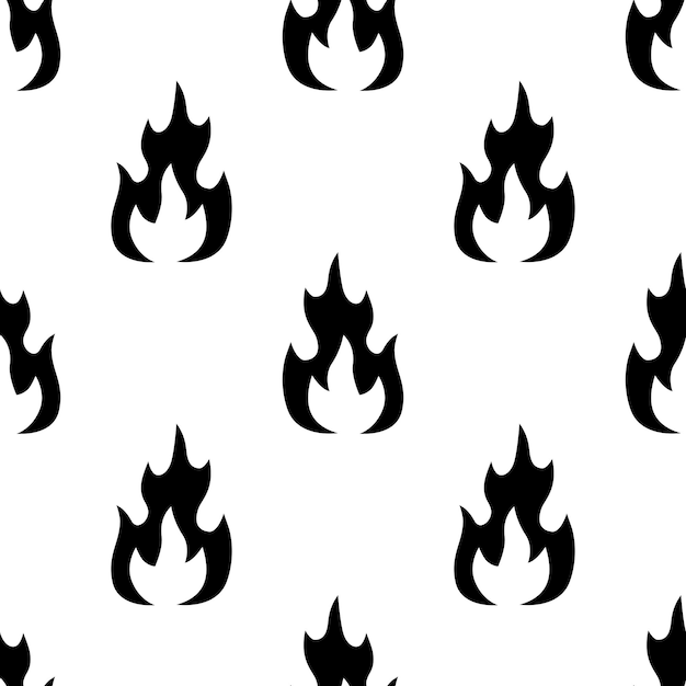 Efecto de fuego de silueta de dibujos animados patrón sin costuras
