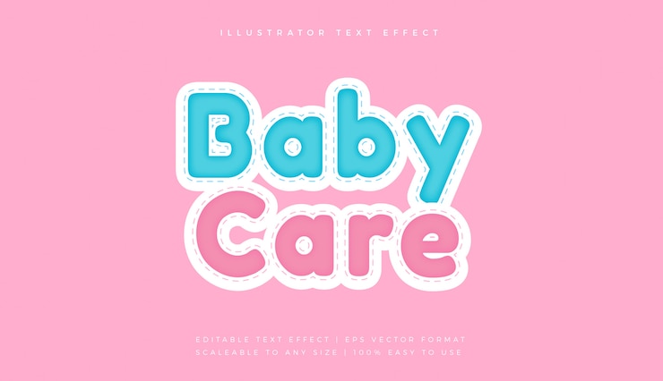 Vector efecto de fuente baby cute stitch text style