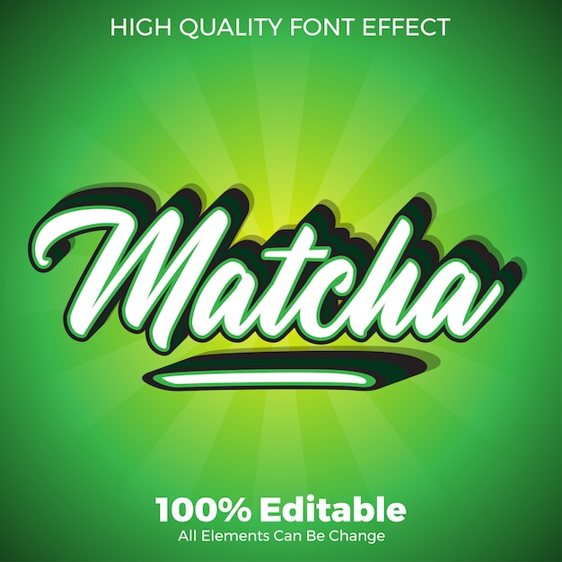 Efecto de fuente editable estilo de texto matcha script verde