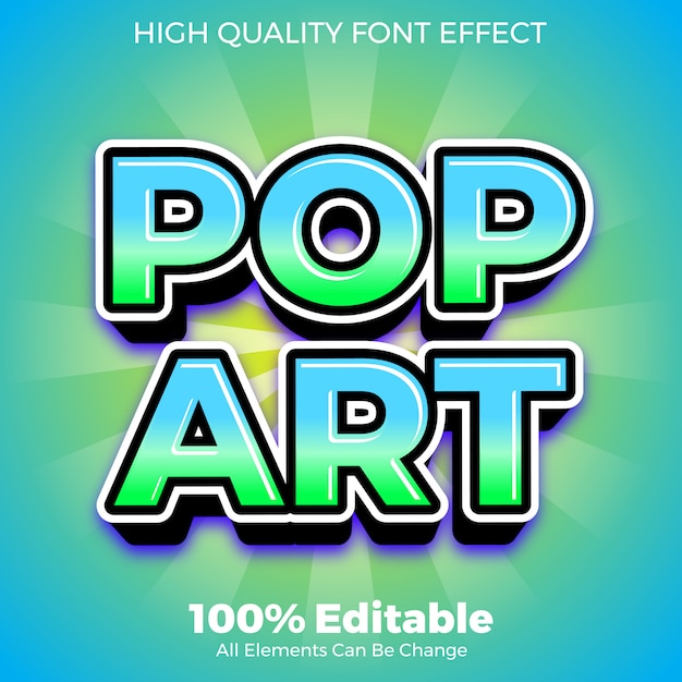efecto de fuente editable de estilo de texto pop art moderno
