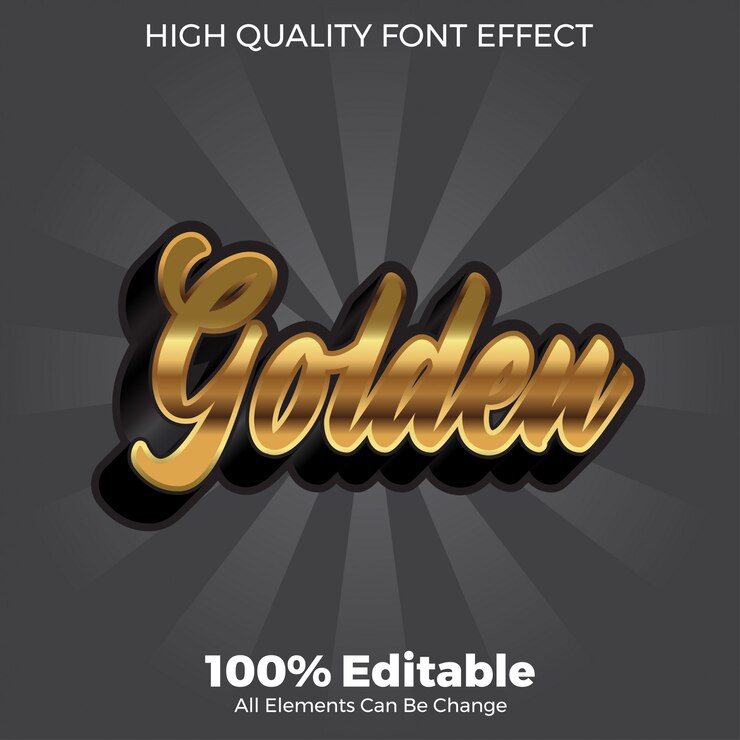 Vector efecto de fuente editable de estilo de texto script dorado