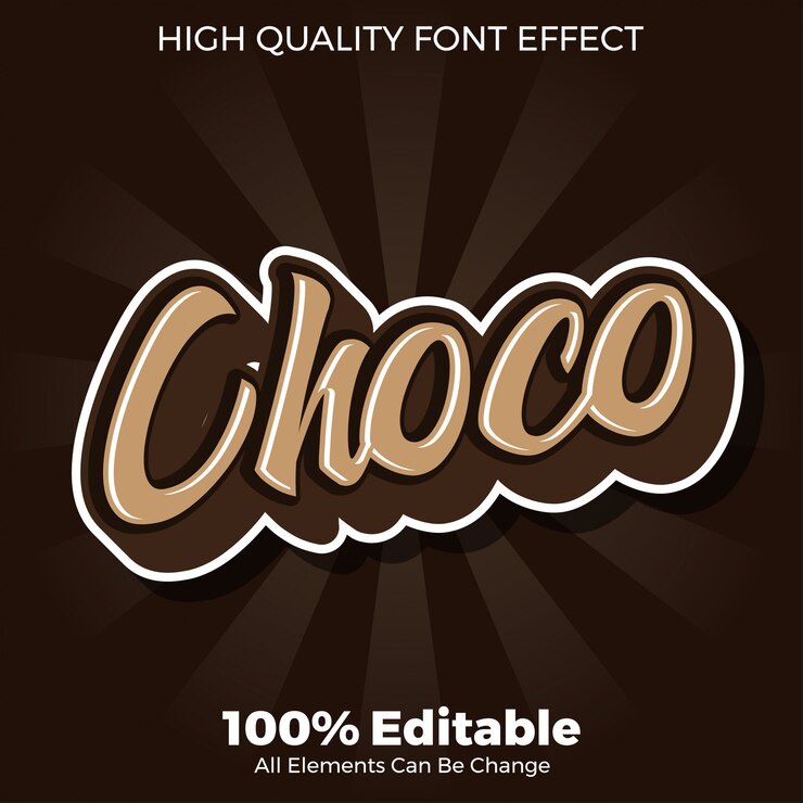 Vector efecto de fuente editable de estilo de texto de secuencia de comandos choco