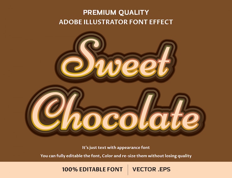Vector efecto de fuente editable fácil de chocolate dulce
