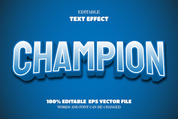 Efecto de fuente editable de texto campeón