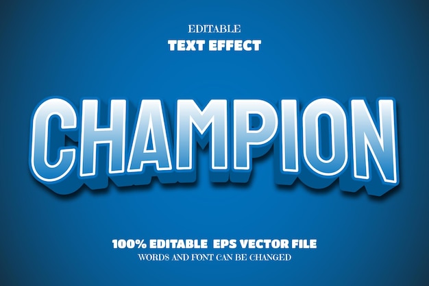 Vector efecto de fuente editable de texto campeón